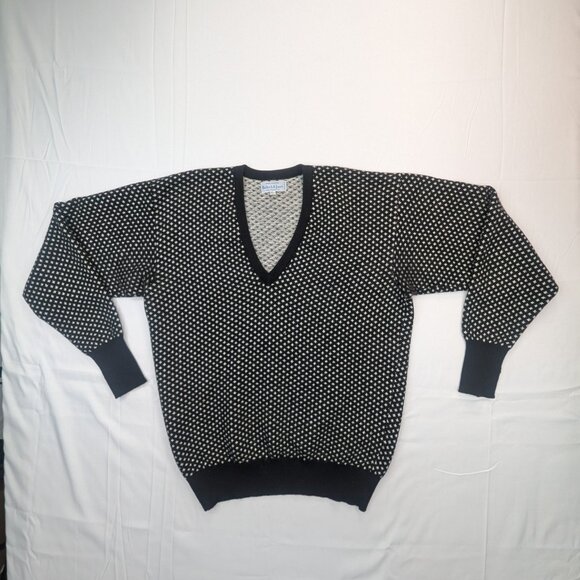 Bullock & Jones Other - Bullock & Jones 100% Cashmere V-Neck Sweater Black White Geometric Men’s 42